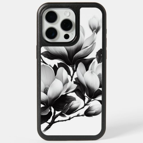 Monochrome Magnolias iPhone 15 Pro Max Case