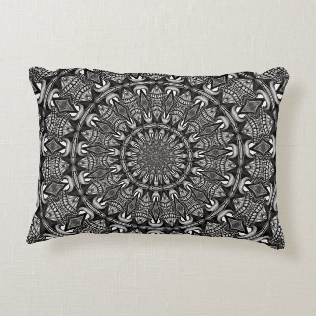 Monochrome Mandala Accent Pillow (Back)