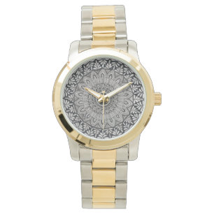 monochrome mandala design in wrist watch