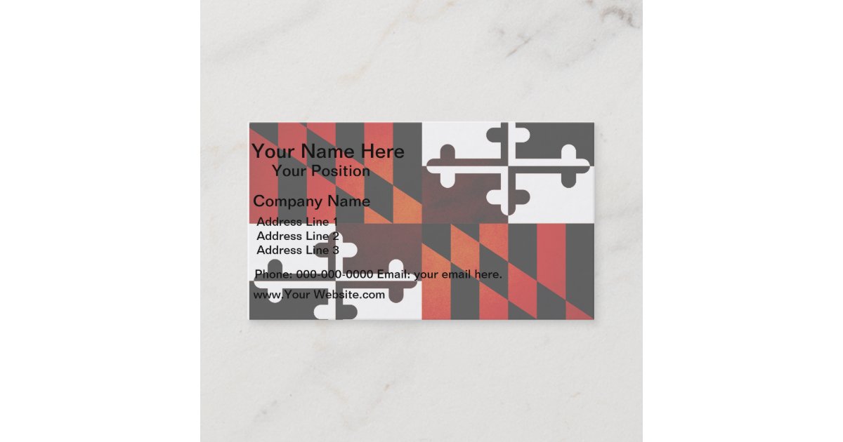 Monochrome Maryland Flag Business Card | Zazzle