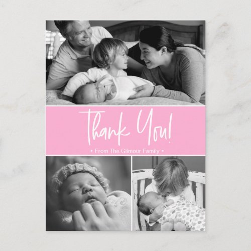 Monochrome Memories Personalized Baby Thank You P Announcement Postcard