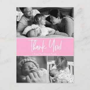 Monochrome Memories: Personalized Baby Thank You P Announcement Postcard