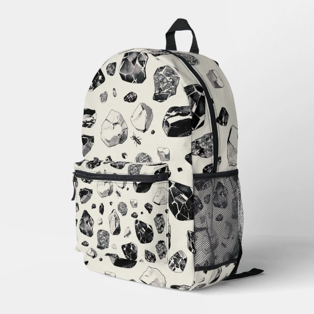 Monochrome Mineral Majesty Printed Backpack (Back Corner Right)