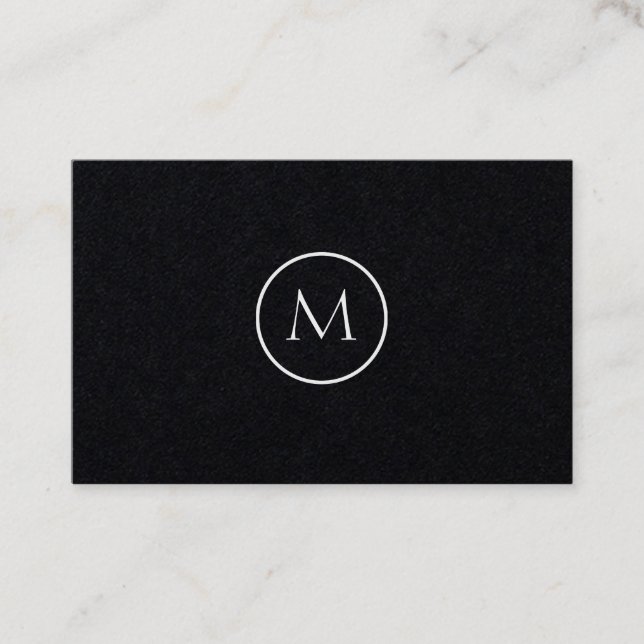 Monochrome Minimalist Monogrammed Elegant Business Card (Front)