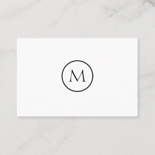 Monochrome Minimalist Monogrammed White Background Business Card