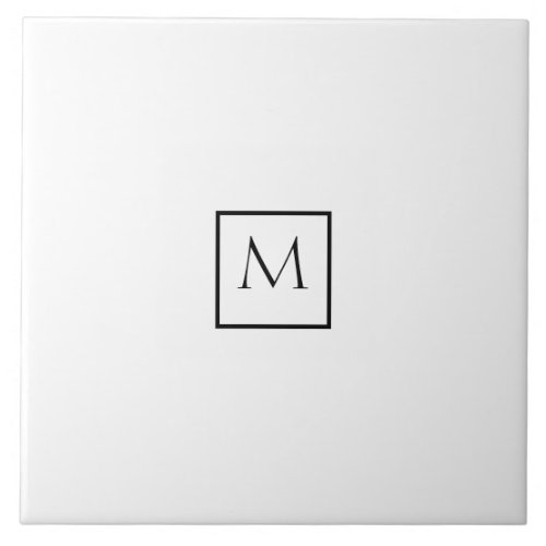 Monochrome Minimalist Rectangle Monogram Ceramic Tile