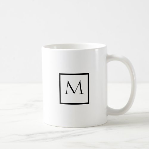 Monochrome Minimalist Rectangle Monogram Coffee Mug