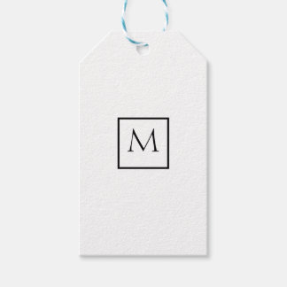 Monochrome Minimalist Rectangle Monogram Gift Tags