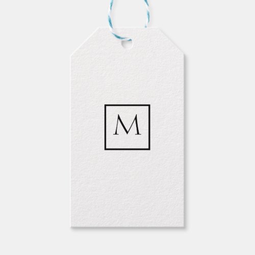 Monochrome Minimalist Rectangle Monogram Gift Tags