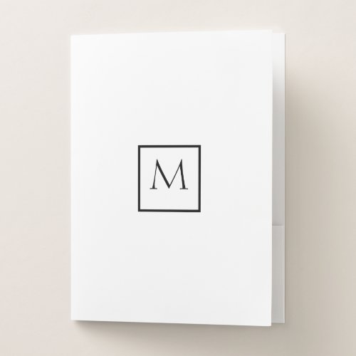 Monochrome Minimalist Rectangle Monogram Pocket Folder