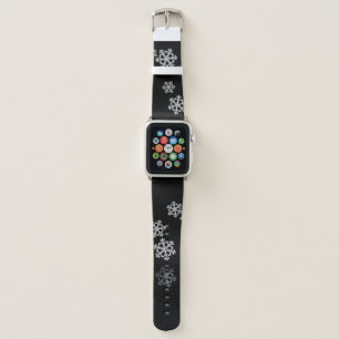 Monochrome Minimalist Snowflake Christmas Pattern Apple Watch Band