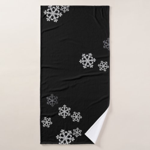 Monochrome Minimalist Snowflake Christmas Pattern Bath Towel