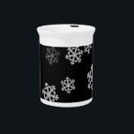 Monochrome Minimalist Snowflake Christmas Pattern Beverage Pitcher<br><div class="desc">This black and white, simple snowflake pattern encapsulates the serene beauty of winter with a modern, minimalist flair. Crafted in a sophisticated black and white color scheme, this design is the epitome of understated elegance, perfect for those who appreciate a masculine touch in their holiday decor. Each snowflake creates a...</div>