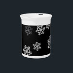 Monochrome Minimalist Snowflake Christmas Pattern Beverage Pitcher<br><div class="desc">This black and white, simple snowflake pattern encapsulates the serene beauty of winter with a modern, minimalist flair. Crafted in a sophisticated black and white color scheme, this design is the epitome of understated elegance, perfect for those who appreciate a masculine touch in their holiday decor. Each snowflake creates a...</div>