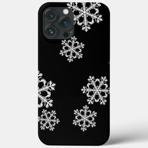 Monochrome Minimalist Snowflake Christmas Pattern iPhone 13 Pro Max Case