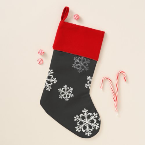 Monochrome Minimalist Snowflake Christmas Pattern Christmas Stocking