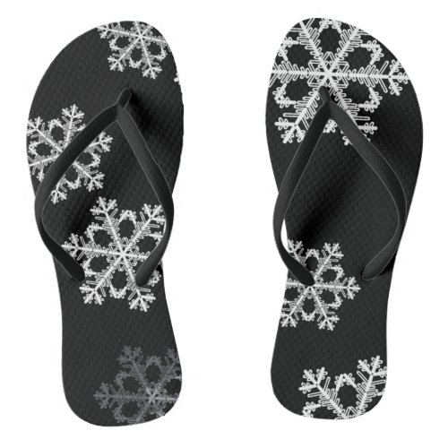 Monochrome Minimalist Snowflake Christmas Pattern Flip Flops