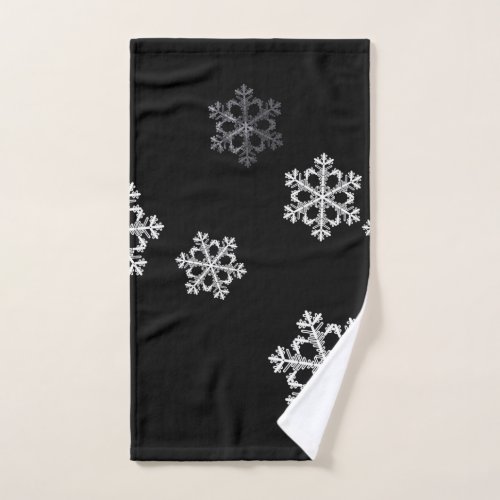 Monochrome Minimalist Snowflake Christmas Pattern Hand Towel