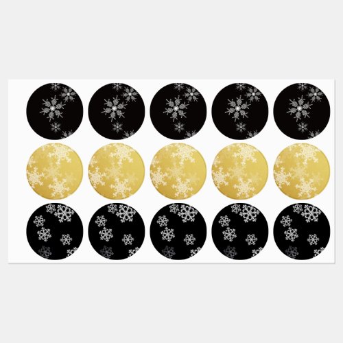 Monochrome Minimalist Snowflake Christmas Pattern Kids Labels