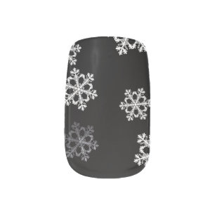 Monochrome Minimalist Snowflake Christmas Pattern Minx Nail Art
