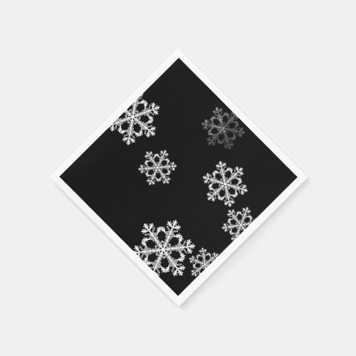 Monochrome Minimalist Snowflake Christmas Pattern Napkins