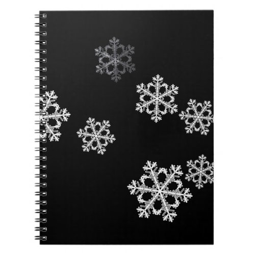 Monochrome Minimalist Snowflake Christmas Pattern Notebook