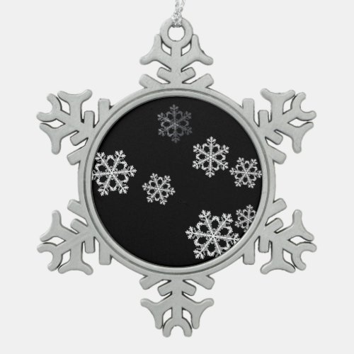 Monochrome Minimalist Snowflake Christmas Pattern Snowflake Pewter Christmas Ornament