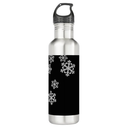 Monochrome Minimalist Snowflake Christmas Pattern Stainless Steel Water Bottle