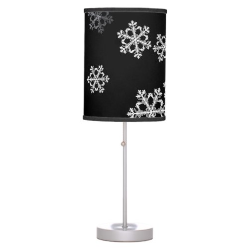 Monochrome Minimalist Snowflake Christmas Pattern Table Lamp