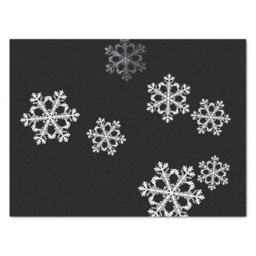 Monochrome Minimalist Snowflake Christmas Pattern Tissue Paper
