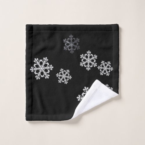 Monochrome Minimalist Snowflake Christmas Pattern Wash Cloth