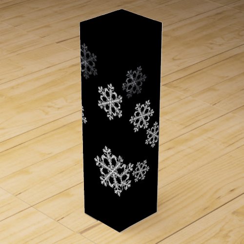 Monochrome Minimalist Snowflake Christmas Pattern Wine Box