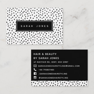 Monochrome Modern Black & White Spots Business Card