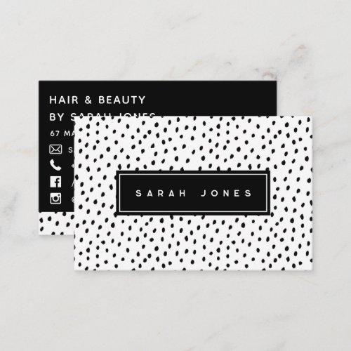 Monochrome Modern Black  White Spots Business Card