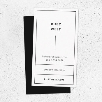 Monochrome Modern Minimalist Black And White Business Card by GuavaDesign at Zazzle