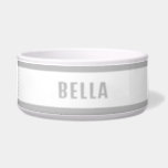 Monochrome Modern Minimalist Personalized Bowl<br><div class="desc">This minimalist,  modern and cute design features personalised pet name in trendy topography on white background with grey color borders.</div>