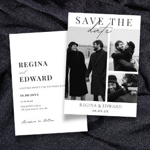 Monochrome modern minimalist photo wedding  save the date