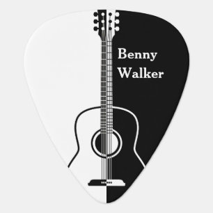 Monochrome Modern Name Black and White Guitar Pick