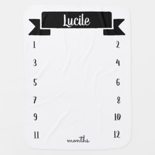 Monochrome modern personalized milestone baby blanket