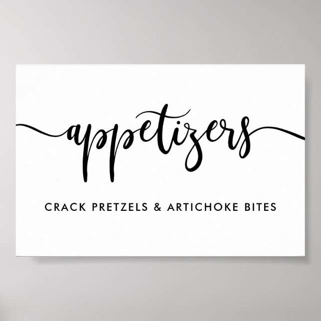 Monochrome Modern Typography Appetizers Food Sign (Front)