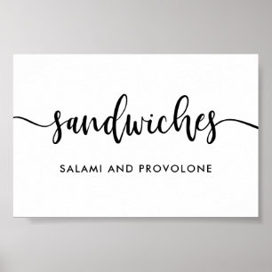 Monochrome Modern Typography Sandwiches Food Sign