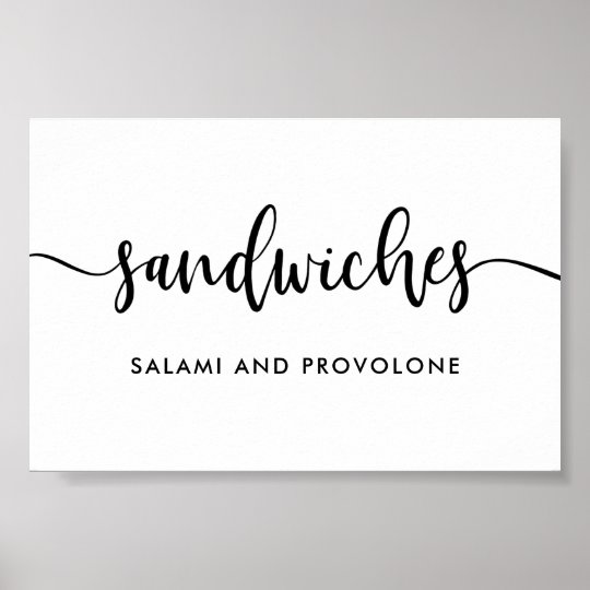 Monochrome Modern Typography Sandwiches Food Sign | Zazzle.com