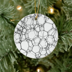 Monochrome Molecular Geometry Ceramic Ornament