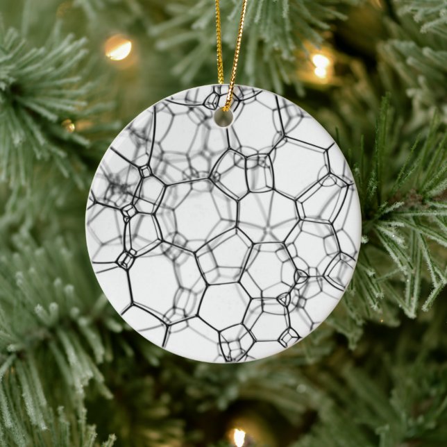 Monochrome Molecular Geometry Ceramic Ornament (Tree)