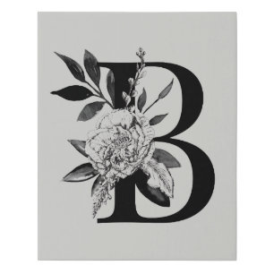 Monochrome Monogram Letter B Faux Canvas Print