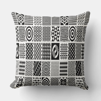Monochrome Mosaic: Geometrical Black and White  Throw Pillow