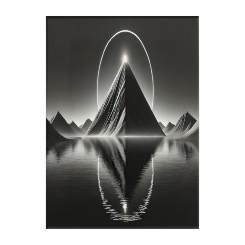 Monochrome Mountain _ Modern Minimalist Landscape Acrylic Print