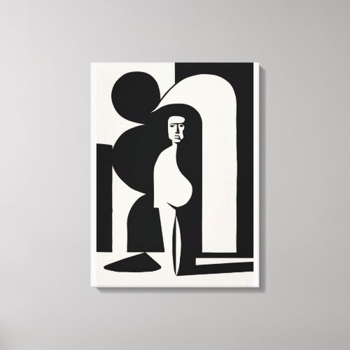 Monochrome Muse Minimalist Stretched Canvas Print