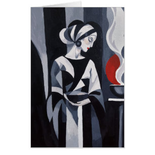 Monochrome Mystical Woman Art Deco Big Card