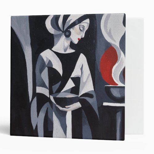Monochrome Mystical Woman Portrait 3-Ring Binder